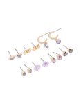 Goldair Gold Lilac Diamante Flower & Bow Earrings 7-PACK