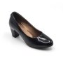 Ladies& 39 High Gloss Slip On Court Shoe Black Size 4