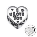 C61-C9936 - 925 Sterling Silver Sparkle Crystal European Charm I Love You - Clear Crystal Cz Stones