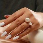 1PC Elegant Cuff Ring Inlaid Milky Stone Symbol Of Elegance And Romance Match Daily Outfits Adjustable Jewelry Perfect Gift For