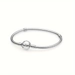 Chic 925 Sterling Silvery Diy Bead Bracelet - Round Bead & Snake Chain Design Perfect Gift For Women's Birthdays And Weddings