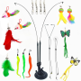 Cat Feather Toys Set Interactive Toys Cat Wand Toys Hanging Cat Toys