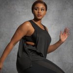 Plus Size Sporty T-Shirt Body Logic Vest - Black