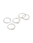 Silver Plated Wavy & Cubic Zirconia Detail Rings 5-PACK - M l