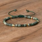 1PC Colorful MINI Natural Stone Beads Beaded Rope Braided Bracelet Vintage Style Hand Jewelry Decoration Adjustable