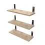 Floating Wood Shelves 3-SET With Metal Brackets For Office/gym/home