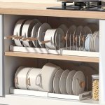 Modern Stainless Steel Pull-out Pot & Pan Organizer With Adjustable Dividers - Space-saving Kitchen Storage Solution White grey