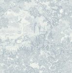 Ismoon Vintage Wallpaper Peel And Stick Blue Neutral Wallpaper 17.3IN X6.56FT Forest Animals Contact Paper For Bedroom Thicken W