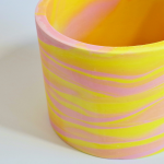 Eco-resin Marbled Planter - Pink & Yellow 15CM X 11.5CM X 15CM