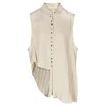 Asymetrical Button Sleeveless Shirt - Stone Free
