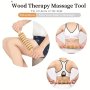 Premium Wooden Massage Roller - Manual Muscle Relief & Body Shaping Tool For Fascia Cellulite Reduction & Lymphatic Drainage