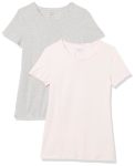 Amazon Essentials Women's Regular-fit Short-sleeve T-Shirt Crewneck And V-neck Options Pack Of 2 Light Grey Heather light Pink X
