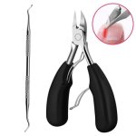 2 In 1 Nail Clipper For Paronychia Stainless Steel Olecranon Nail Nipper & Ingrown Nail Lifter Black