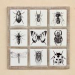 9 Division White Enamel Insect Picture 72X72CM