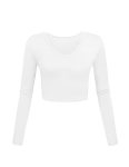 White Crop Top Deep V Neck T Shirts For Women Plue Size Tight Long Sleeve Shirts Clover Cheerleader Costume XL