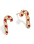 Goldair Gold Red & White Candy Cane Stud Earrings