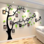 1 Set Photo Wall Acrylic Decal Creative Tree Silhouette Green Leaves Self-adhesive Removable Waterproof Decorative Wall Sticker
