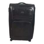 Smte Stylish Luggage Set Of 1 Pu Leather Travel Suitcase Black 65 Cm With Keychain