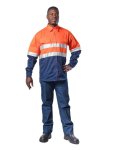 100% Cotton Shirt Long Sleeve Shirts - Navy 4X-LARGE