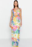 Straight Cut Ruffle Detailed Floral Woven Dress - Multicolored