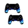 2PCS Blue Flame Pattern Full Cover Gamepad Stickers For PS4 Controller