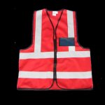 Premium Reflective Vest With Zip & Id Red