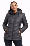 Ladies Branded Winter Puffer Removable Hooded Jacket With Carry Bag