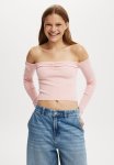 Cotton On Everfine Gather Bust Long Sleeve - Valentine Pink