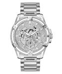 Guess King Silver Tone Multi-function Gents Watch GW0497G1