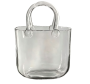 Clear Glass Handbag Vase With Handle - 1.2L