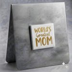 World’s Greatest Mom Magnet Gold On White