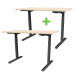 2 X Tekdesk's V2.0 Black Frames Height Adjustable Electronic Standing Desks COMBO - 2 X Tekdesk's V2.0 Black Frames Natural Birc