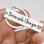 1pc Men Drive Safe I Love You Silver Stainless Steel Keychain Gift For Husband Boyfriend