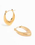 Waterproof Gold Plated Stainless Steel Pointed Puff Hoop Earrings