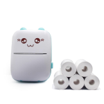 Portable Bluetooth MINI Thermal Printer Plus 5 Rolls Printer Paper 200DPI - Blue
