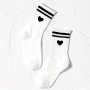 Heart & Striped Socks Casual & Simple Mid Tube Socks Women's Stockings & Hosiery