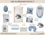 Cot Duvet Bedding Simple Blue Monochrome Porcupine Set
