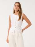 Immy Linen Vest - 16 Porcelain
