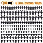 190PCS Car Retainer Clips Kit - 6 Sizes Of Plastic Fasteners For Automotive Trim Panel Push Pin Clip Auto Body Bumper Fender Riv