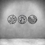 3 Piece Flowers In Circles - Rust Coat L 1000 X H 350MM