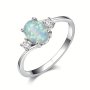 Elegant Ring Inlaid Natural Opal Symbol Of Beauty And Nobility Match Daily Outfits Party Accessory Perfect Gift For Female