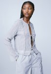 Sheer Tie-front Top - Grey