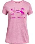 Girls' Ua Graphic Twist Big Logo Short Sleeve - Planet PINK-680 Ysm