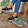 Women's Solid Color Sneakers Breathable Knit Slip On Outdoor Shoes Lightweight Low Top Shoes