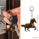Funky Running Horse Acrylic Keychain - Double-sided Scratch-resistant With Protective Film - Perfect For Backpacks & Party Favor