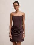 Isra Petite Drape Strapless MINI Dress - 16 Dark Chocolate