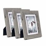 Scholartree Grey 5X7 Picture Frame Set Of 3 Display 5X7 Without Mat Or 4X6 With Mat