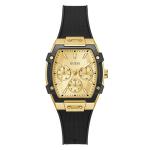 Guess Gold-tone Black Strap Multi-function Watch