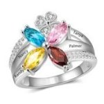 CRI103919 - 925 Sterling Silver Personalized Ring Names And Birthstones
