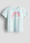 Printed T-Shirt - Light Turquoise Rainbow